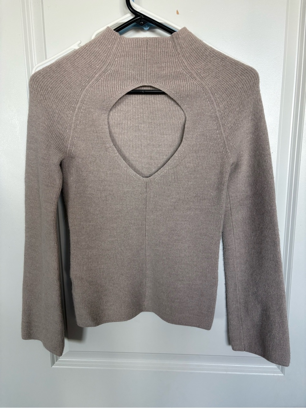 Banana Republic Taupe Open-Back Ribbed Knit Sweater